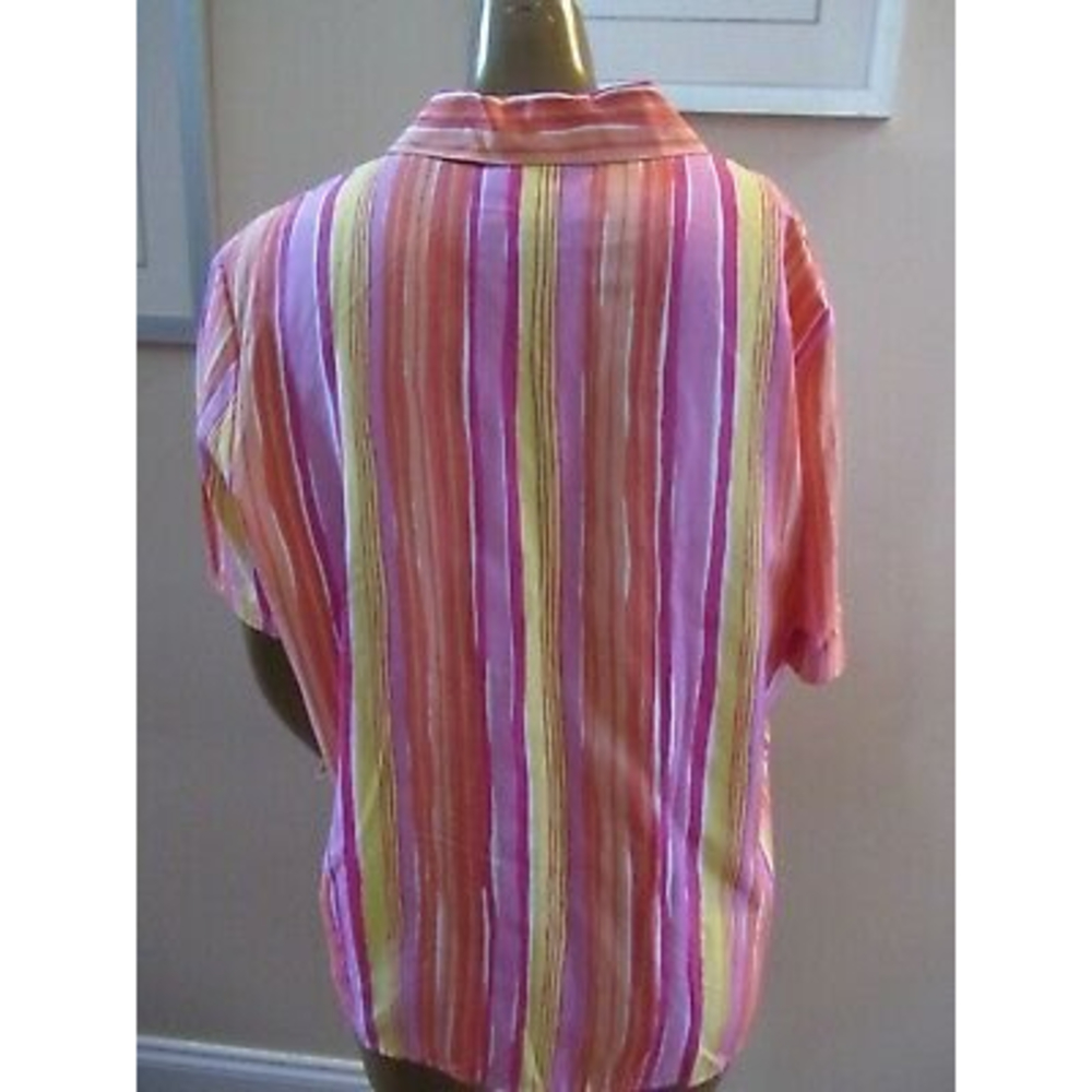 Southern Lady women's 20 short sleeve button down‎ shirt pink orange yellow - Picture 3 of 6